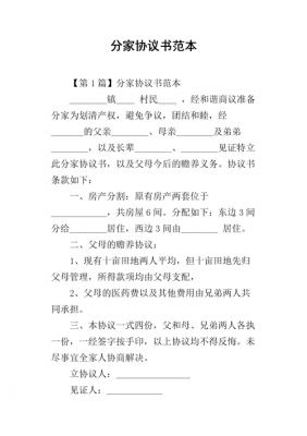 分家协议书范文（分家协议书模板格式）-图1