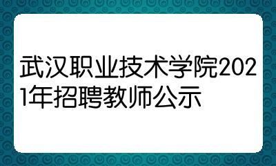 武汉职业学院招聘老师（2021武汉职业技术学院招聘网）-图1