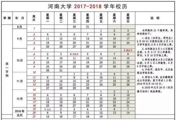 2017河南大学校历.（河南大学2018年校历）