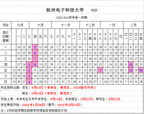 杭州电子科技大学校历（杭州电子科技大学校历20202021）-图1