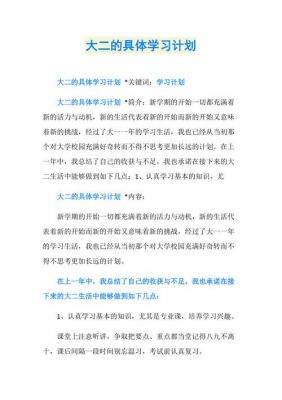 大二学习计划范文的简单介绍