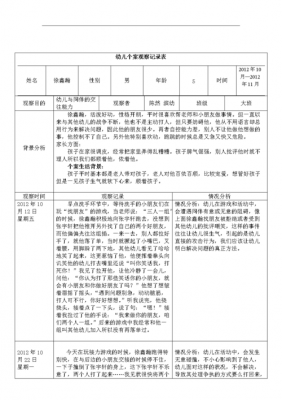 大班个案观察记录范文（大班个案观察记录20篇简短）